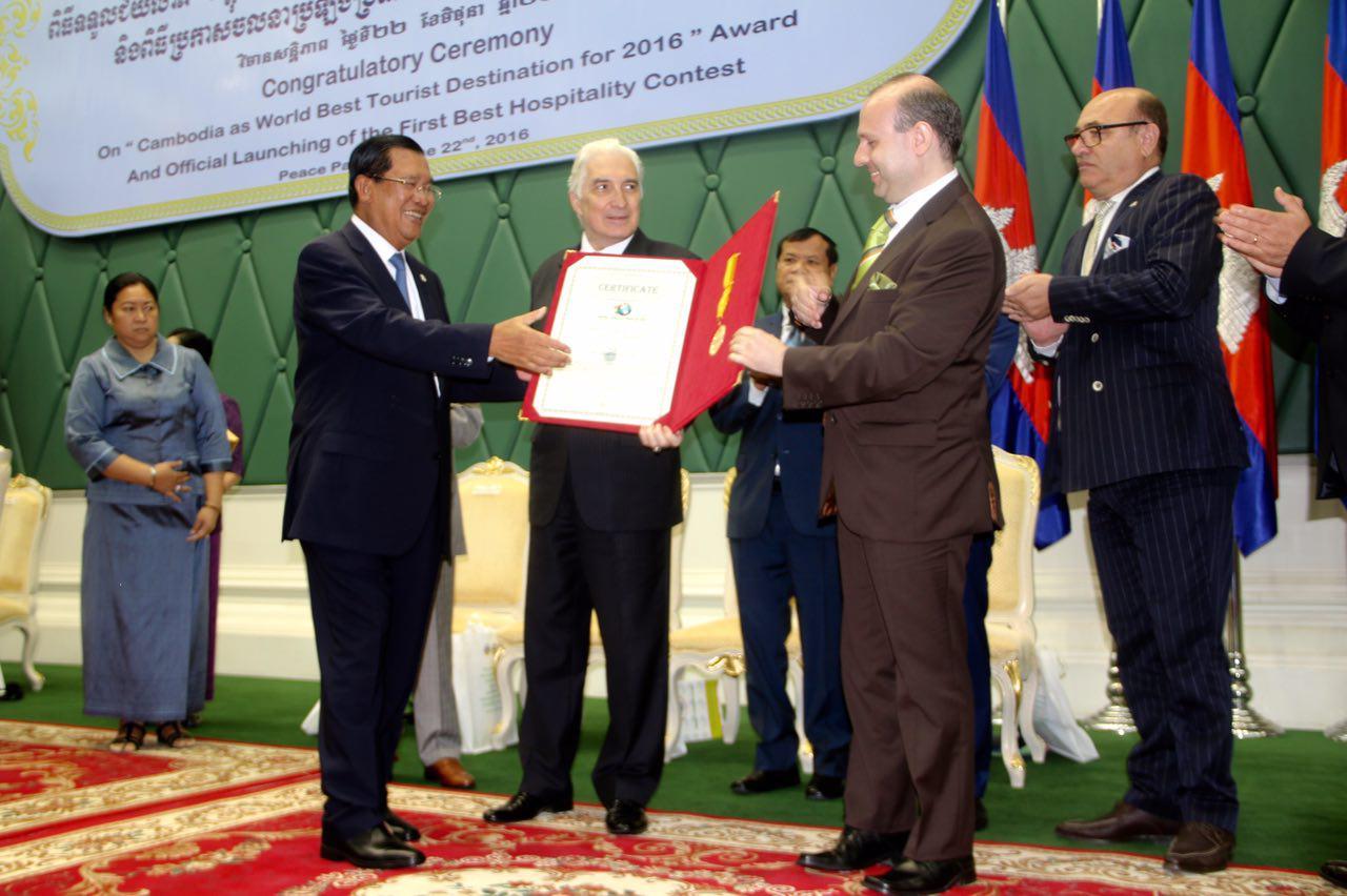 Academician HUN SEN-Prime Minister of Cambodia proudly World Tourism Instituion Prize