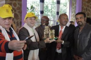 President Dr. Anton Caragea receives Fesil Gebril macheta from Mayor of Gondar-Mr. Getinet Amare